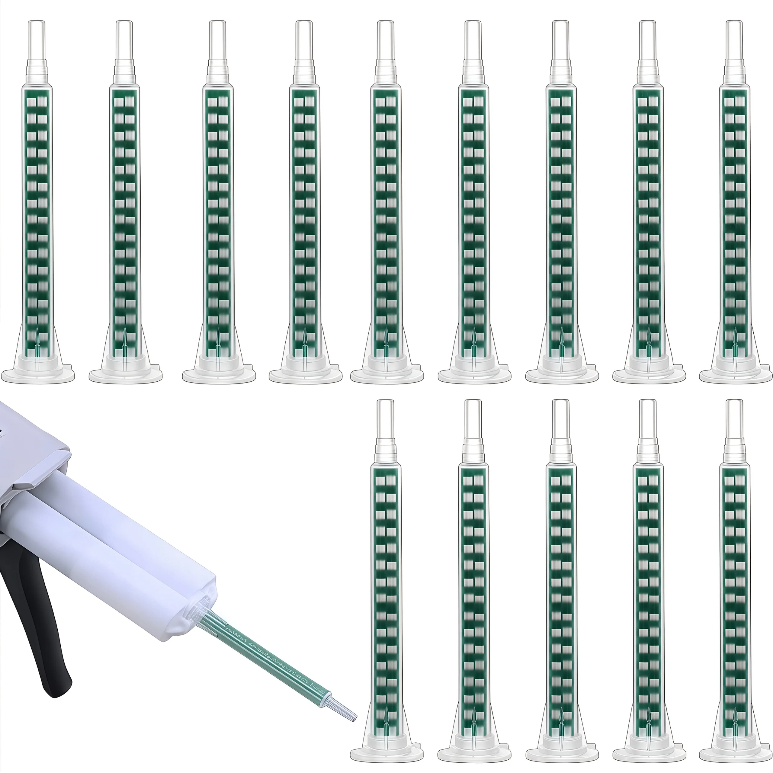 10/20 epoxy resin mixing nozzles, glue applicator, suitable for AB gun with 50 ml/1.7 oz (1:1/1:2 ratio) for static mixing resin