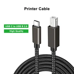 Kabel do drukarki typu C do USB A C Pleciony przewód do transmisji danych do laptopa PC do skanera maszyny do faksu MFP Kabel USB B 2.0 1m 2m 3m Przewód