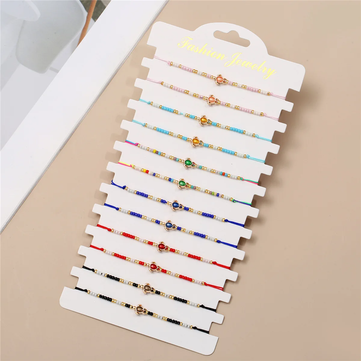 12Pcs Bohemian Rice Bead  Sea turtle Beaded Bracelet Set Is Adjustable Summer Bracelet