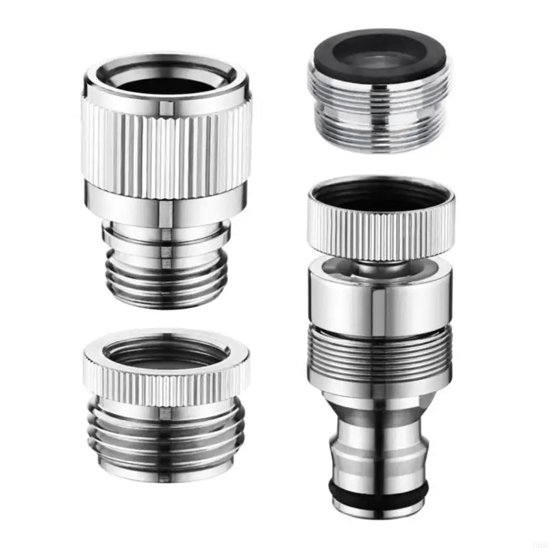

4Pcs Faucet Adapter Set for Garden Hose and Shower Connection Quick Connectors Stainless Steel Removable Aerator Adapter