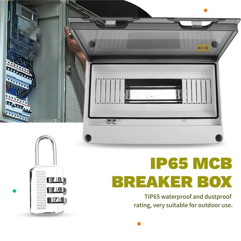 Aug. HT Series Junction Box 12WAY IP65 Waterproof Distribution Box Outdoor Plastic Electrical Withlock HT-12Way Forcircuit Break