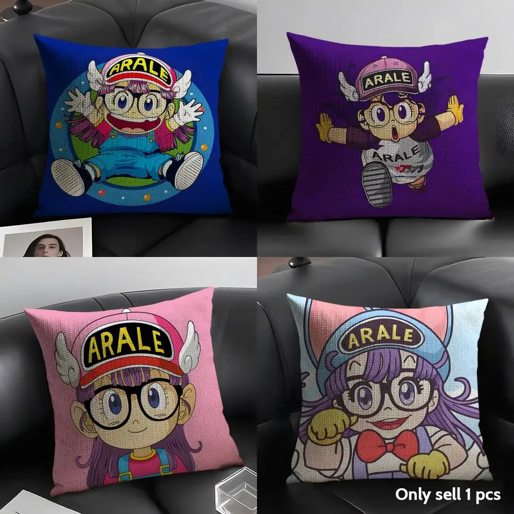 Dr SLUMP A-ARALE CHAN Cushion Cover Natural Linen Organic Fabric Double-Sided Printing Sofa Home Decor Gift Pillow Case
