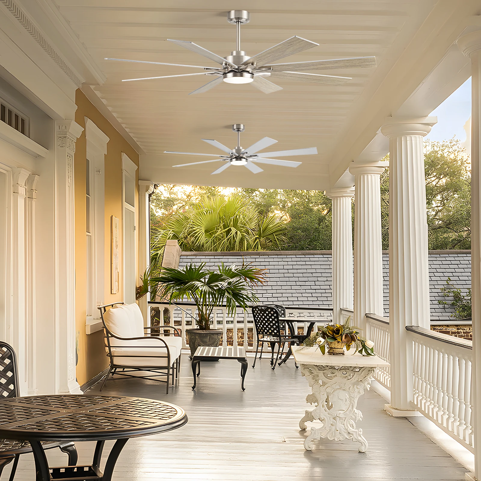 Smart Alexa Electric Modern Farmhouse LED Ceiling Fan 8 Dual Finish Brushed Nickel Blades Moisture-proof Outdoor Household