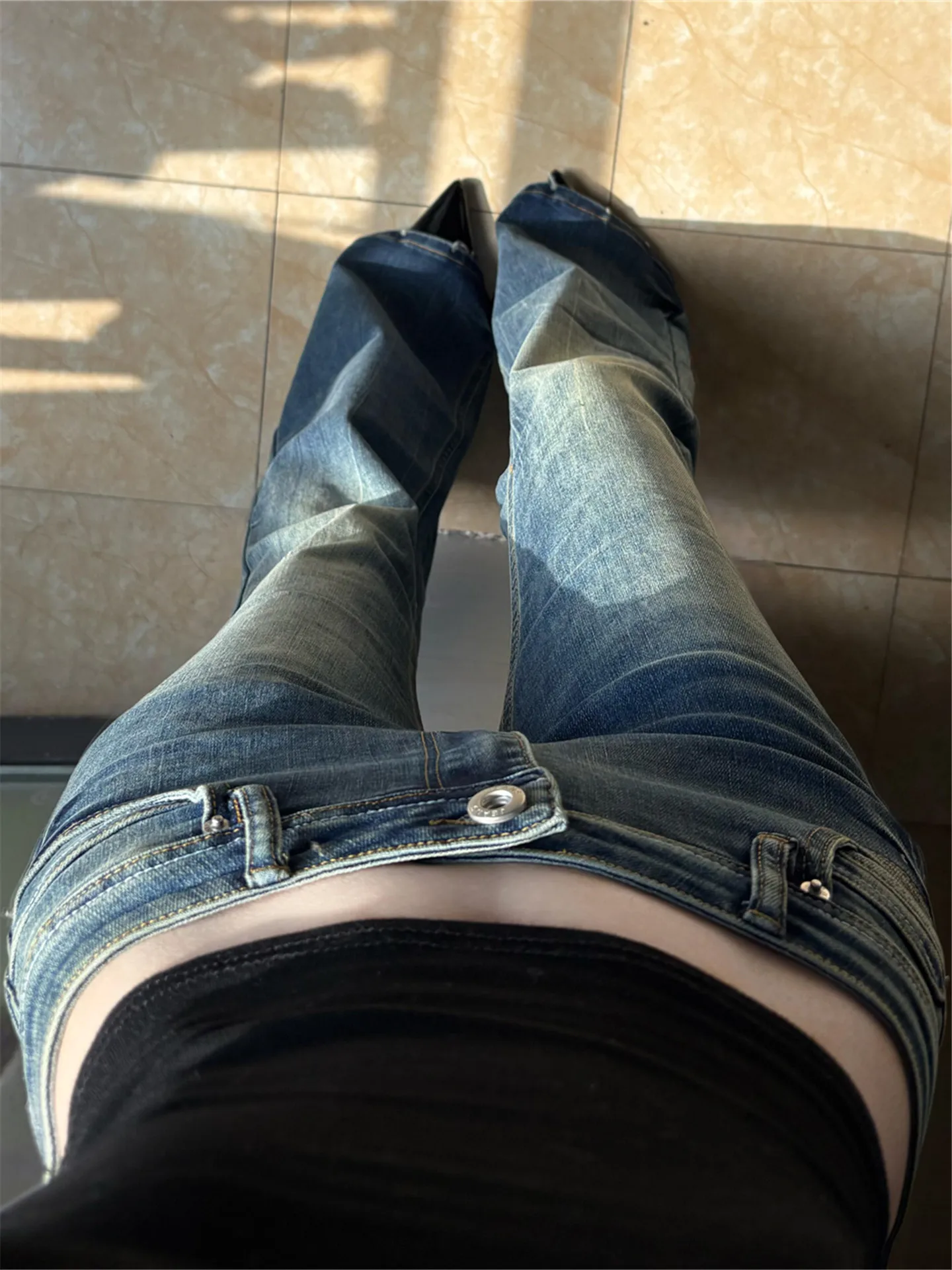 

Extended plus Size Low Waist Bell Bottom Jeans Women's Autumn Winter Slimming Casual Cotton Denim Pants High Rise Flared Trou...