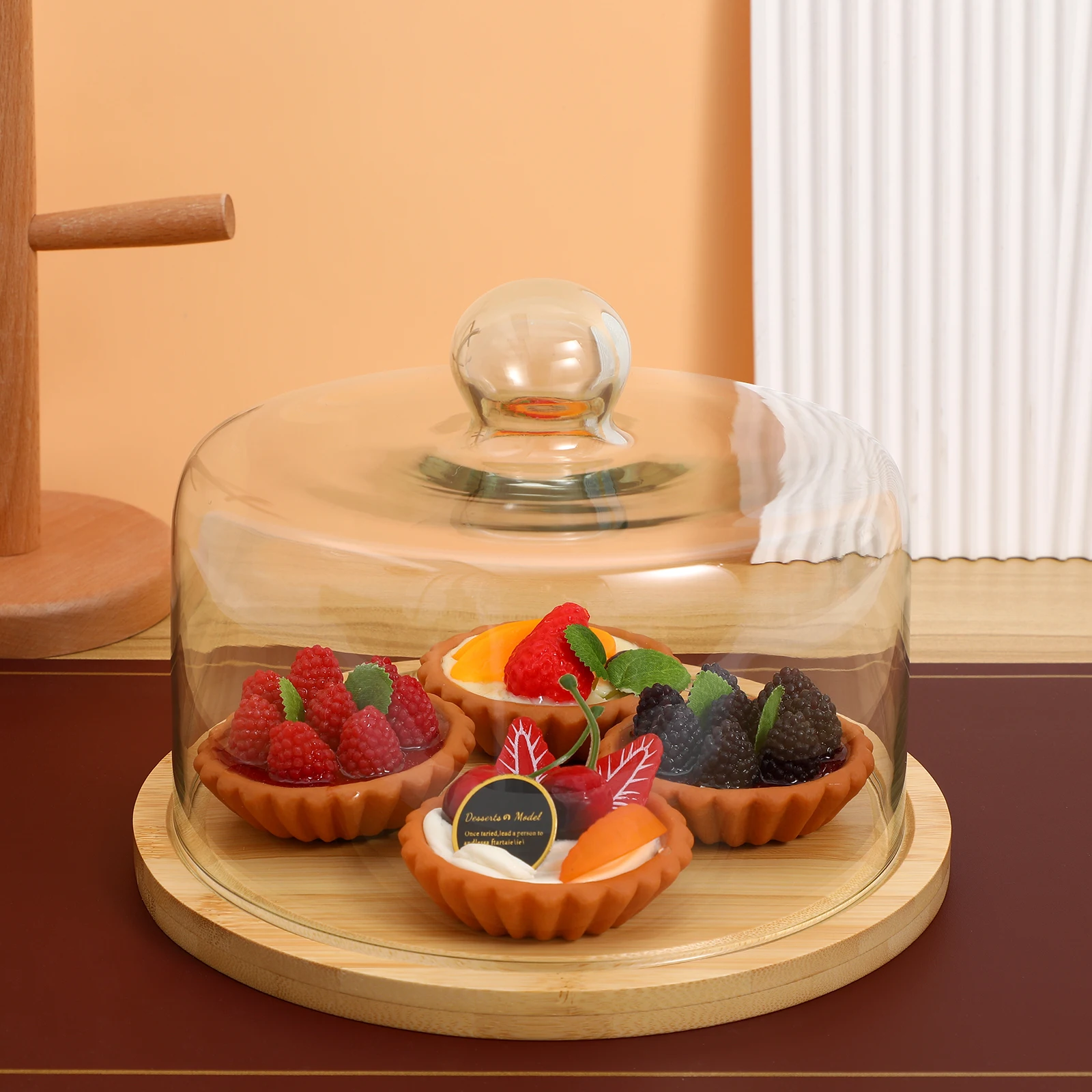 

1Set Protective Cake Cover Fine Crafted Glass Hood for Small Food Preservation No Deformation Safe Transparent Storage Display