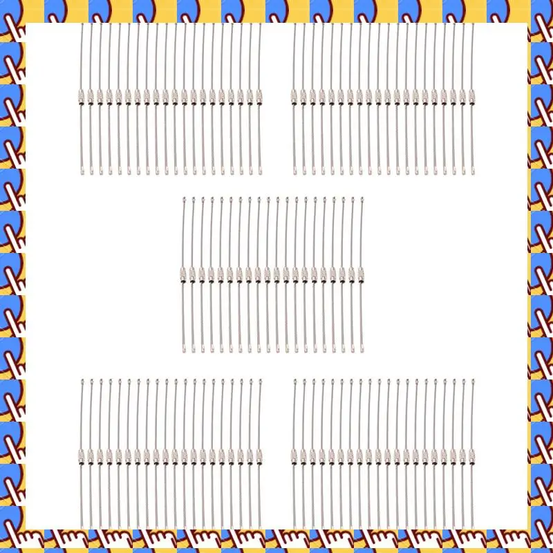 

A79I 100Pcs Stainless Steel Wire Key Chain Ring Holder Metal Cable Wire Lanyard With Screw Locking For Outdoors Hanging