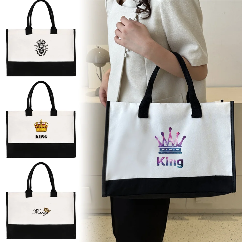 

Portable Women's Handheld Shopping Bag Reusable and Environmentally Friendly Jute Shopping Bag King Series Printing Pattern