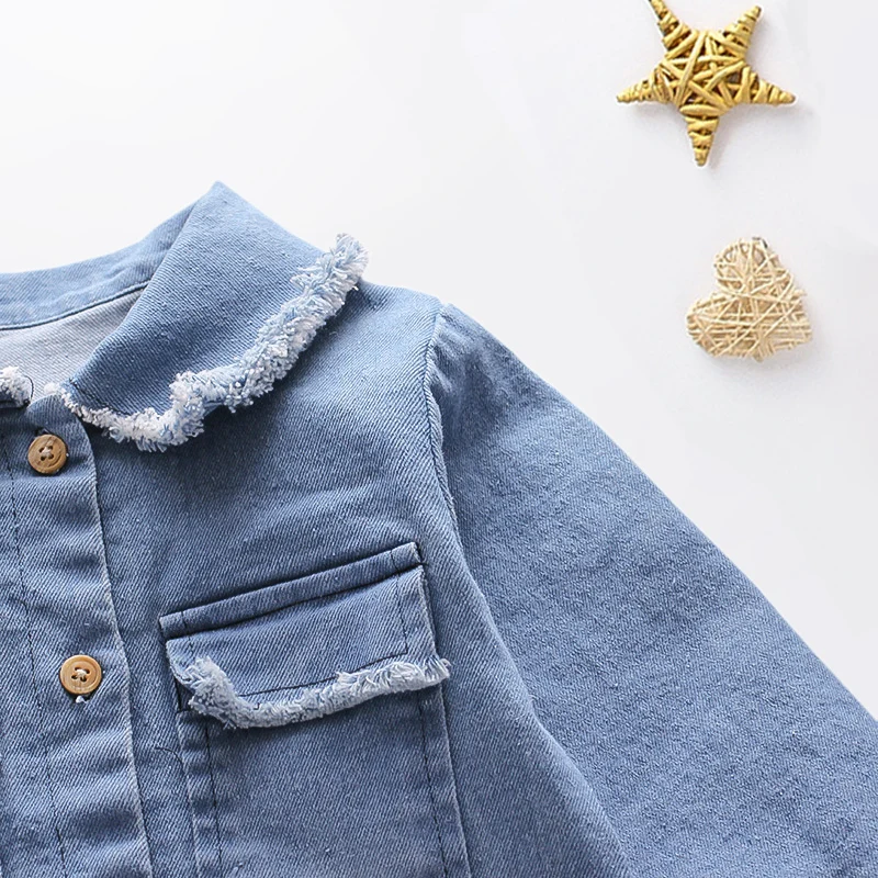 DIIMUU Baby Children Girls Clothing Toddler Tops Overalls Denim Pants Fashion Kids Casual Jumpsuits Long Sleeve Trousers