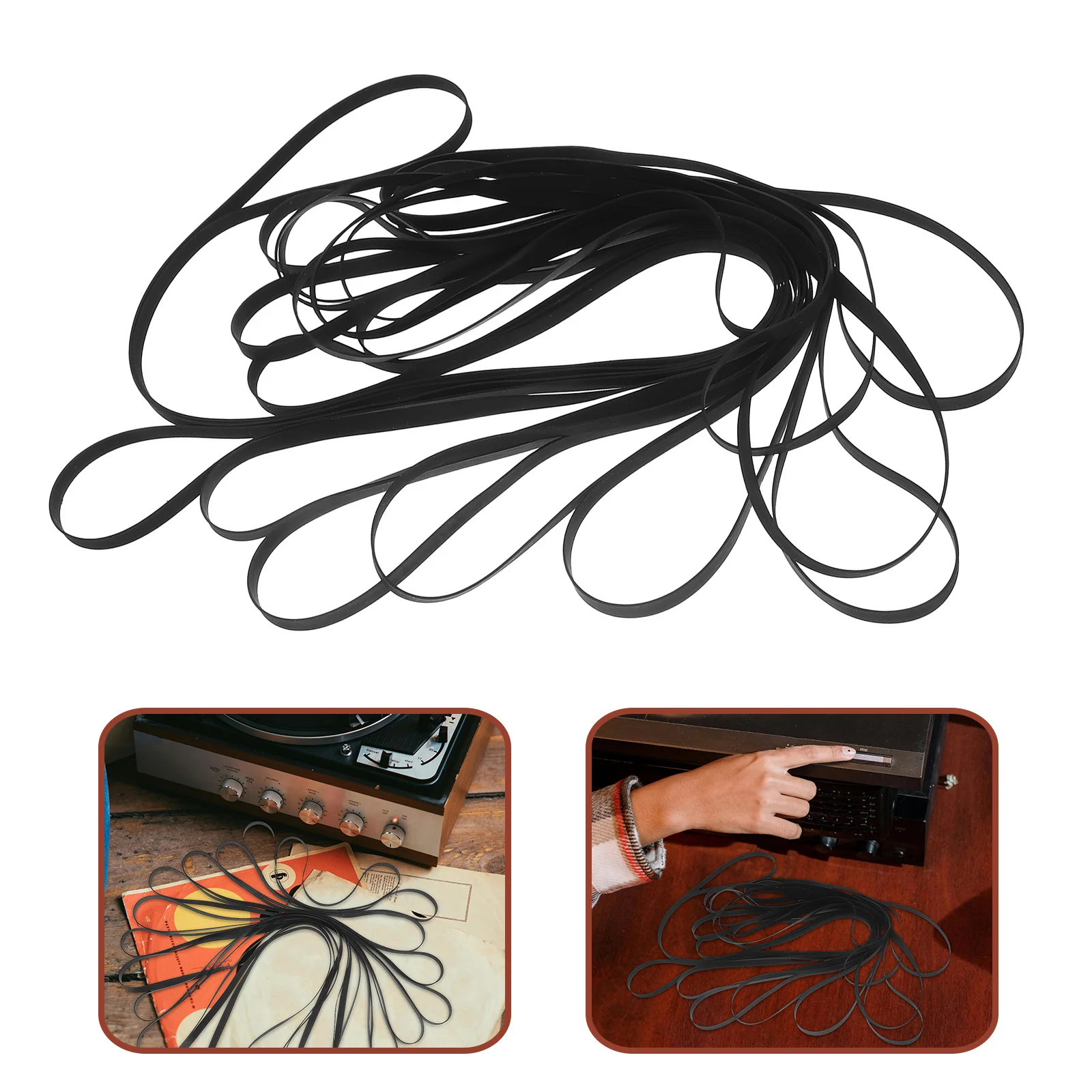 

11Pcs Universal Flat Rubber Turntable Belt Drive Replacement for Vintage Record Player Repair Maintenance Belt Kit