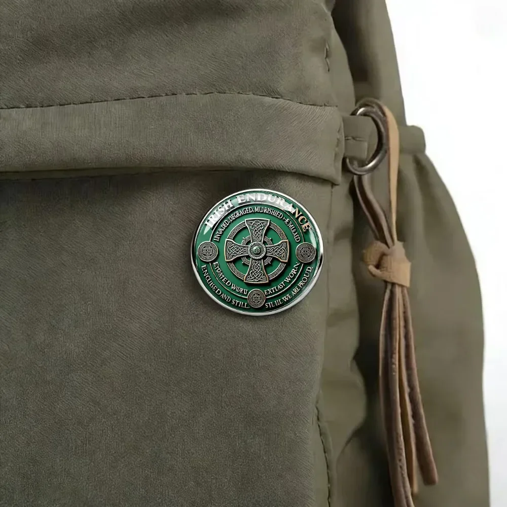 6/12/20 Pcs Stainless Steel Brooch, Celtic Cross Printed Lapel Pin, Retro Badge, Cultural Souvenir Gift for Irish‑Culture Lovers