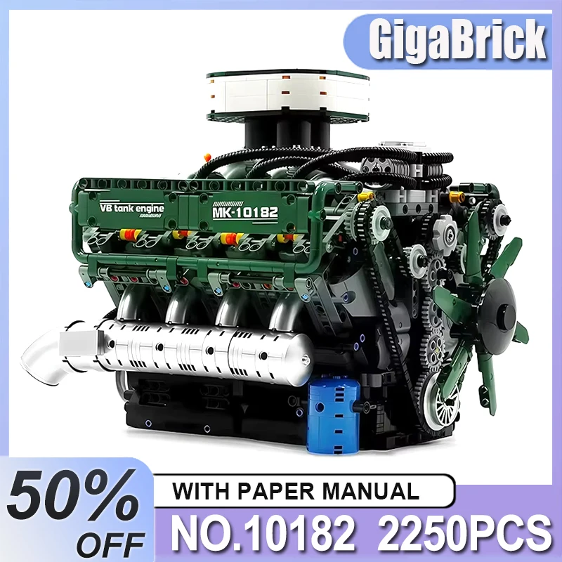 

Новая электрическая имитация танка V8, модель двигателя, форма King 10182, строительные блоки, кирпичи, головоломка, игрушка, украшение для стола, подарки на день рождения