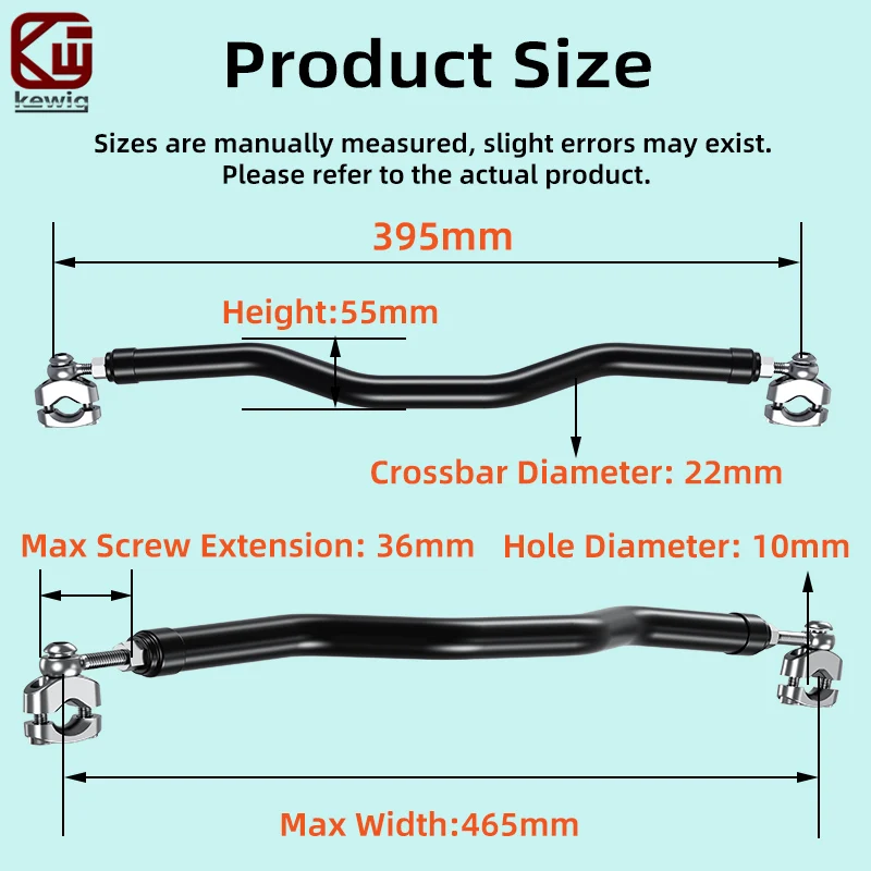 Kewig HB-5 Motorcycle Mirror Stem Extension Cross Bar Adjustable Aluminum Alloy Telescopic Crossbar For E-Bike E-Scooter ATV view 6