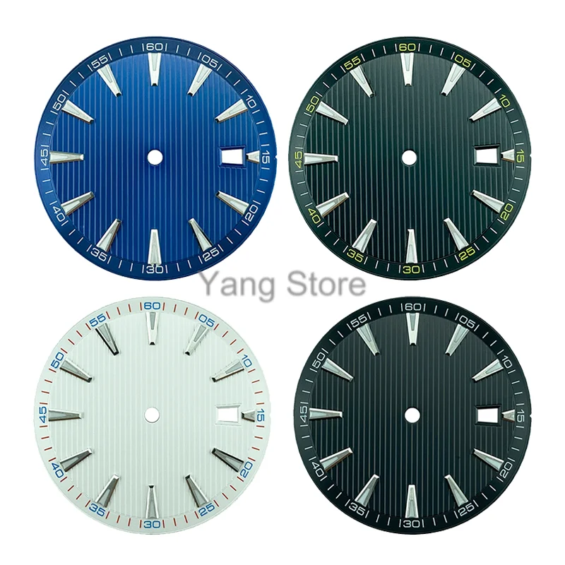 33.2mm aseptic watch blue luminescent dial accessory disk vertical striped disk style men\'s watch dial for NH35 NH36 movement