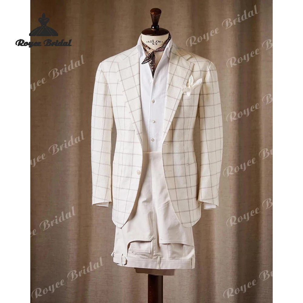 Checked Two Piece Single Breasted Men's Suit Wedding 2026 Peak Lapel Evening Suit Customized trajes para hombre