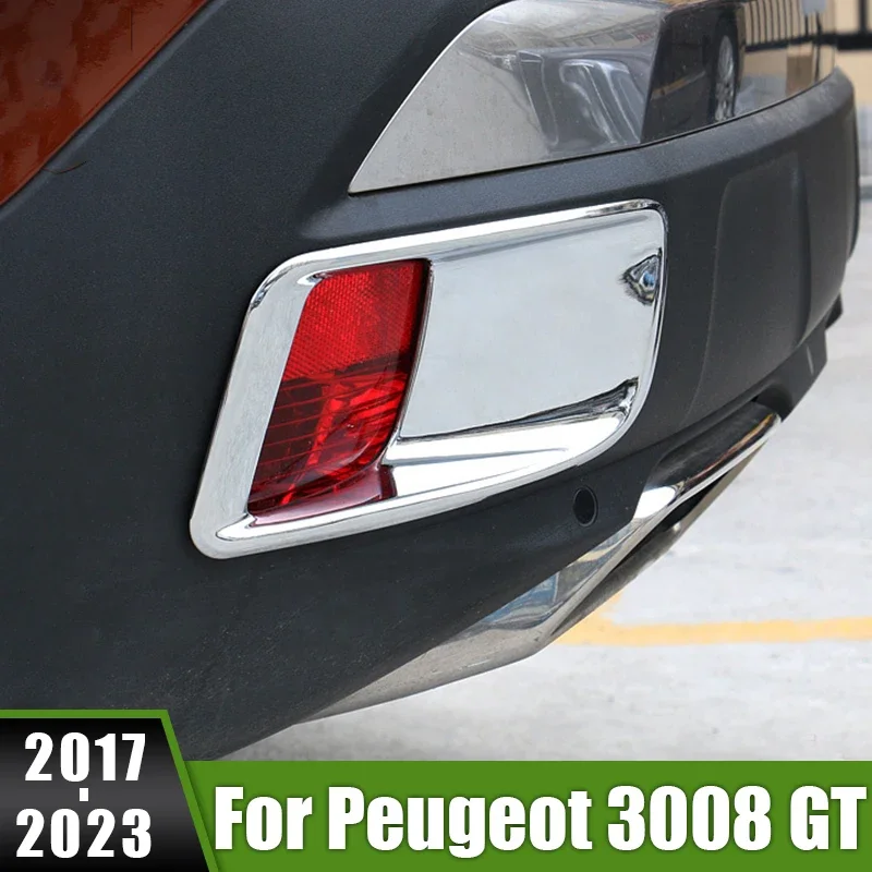 

For Peugeot 3008 GT Hybrid 2017 2018 2019 2020 2021 2022 2023 3008GT MK2 Car Rear Fog Light Frame Trim Cover Sticker Plates