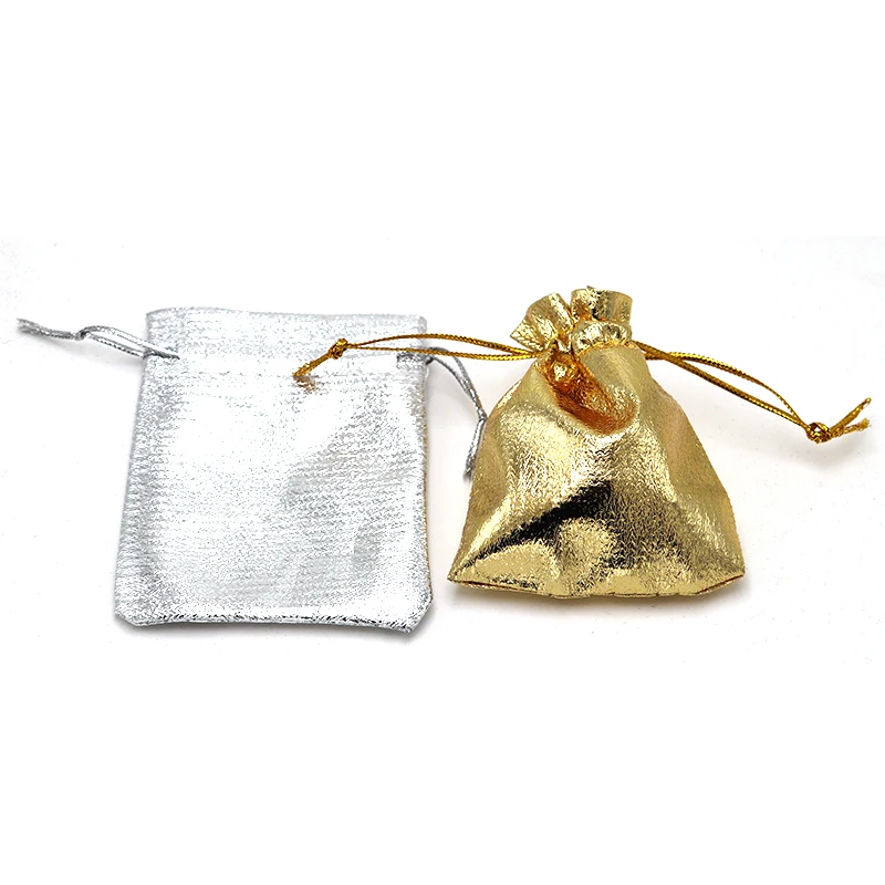 50Pcs Gold Silver Organza Jewelry Pouches 7x9/9x12/10x15/13x18CM Wedding Party Favor Bags Gift Earring Jewellery Packaging Bag