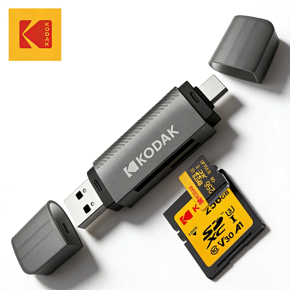 Lector de tarjetas Kodak 4 en 1 Adaptador de tarjeta universal USB3.0 y tipo C Adaptador multifuncional para tarjeta SD y tarjeta Micro SD