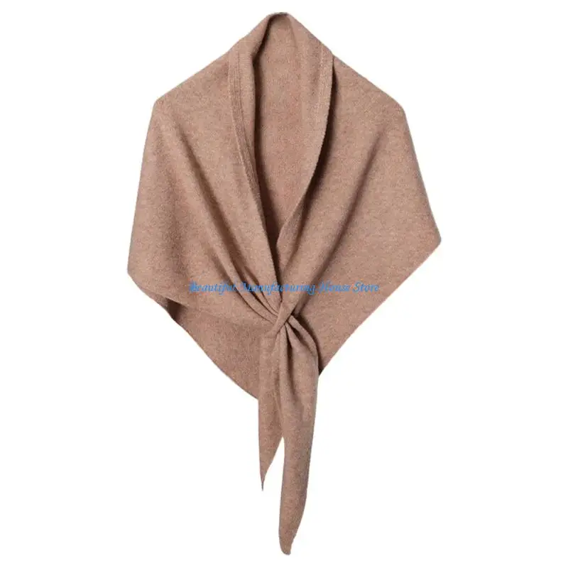 

E56A Winter Essential Lightweight Polyester Scarf Shawl Womens Soft Knit Triangular Design Cold Weather Wrap
