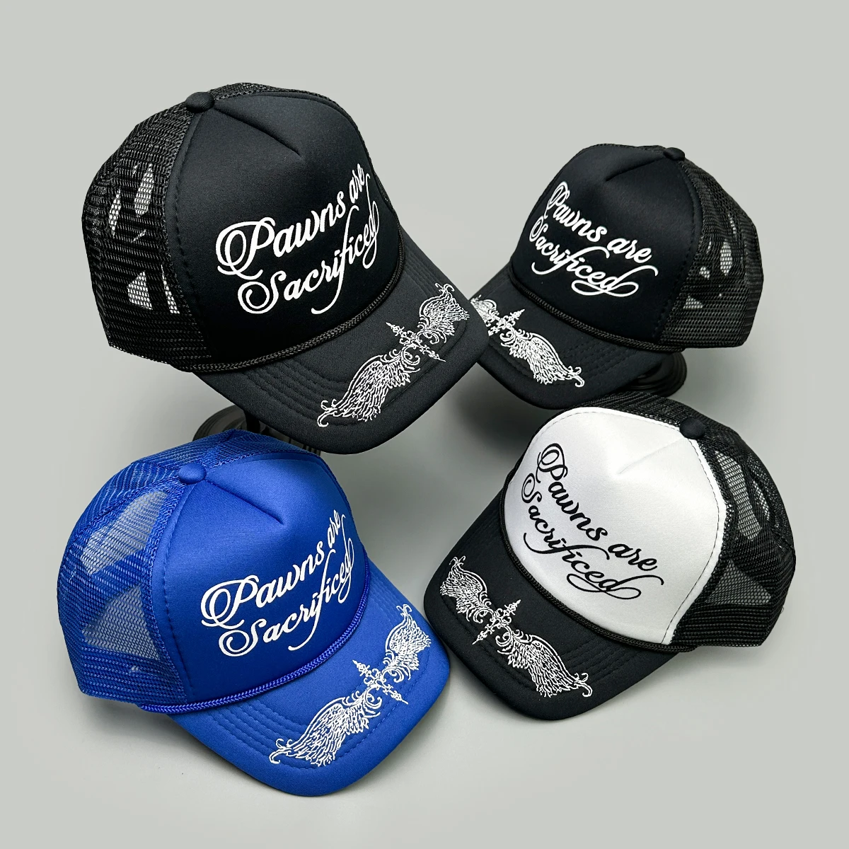 

Personal Printed Letters Wing Baseball Hats New Unisex Hip Hop Breathable Color Block Sunshade Mesh Versatile ins Trucker Caps