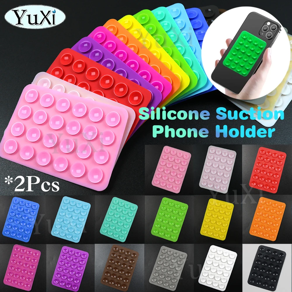 2Pcs Silicone Suction Phone Holder Anti-Slip Single-Sided Case Mount Back Sticker Multifunctional Suction Cup Mat Wall Stand