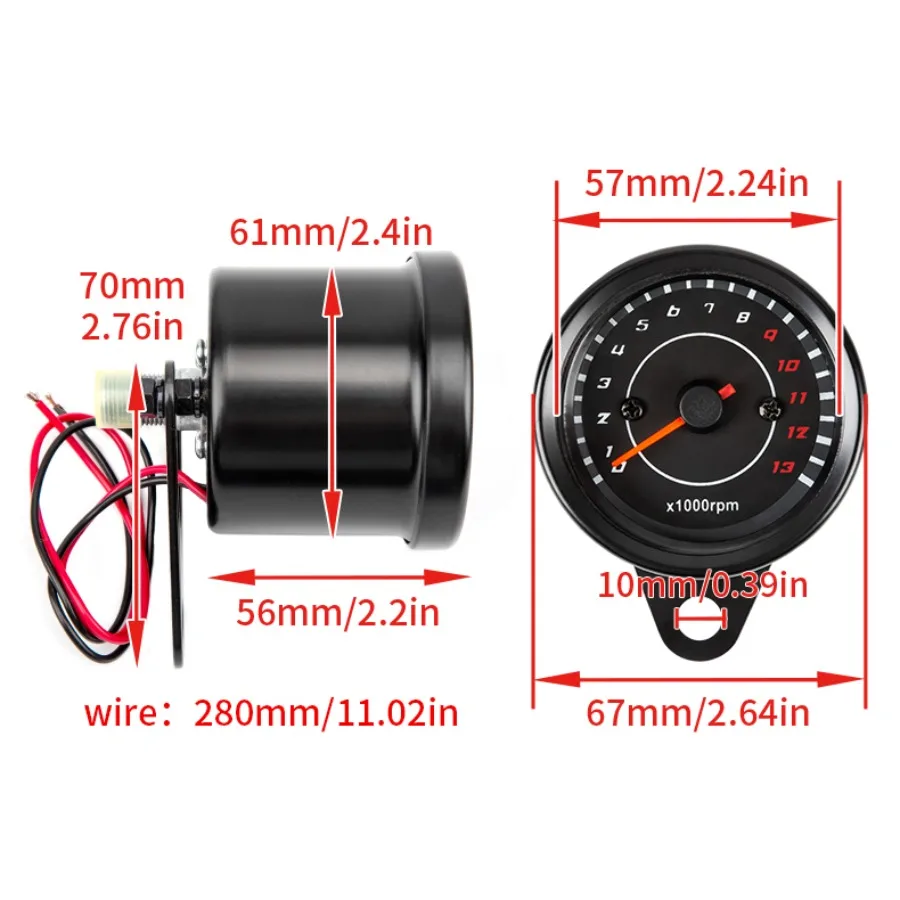 Factory Outlet Accessories Universal 12V Parts Retro Style Modified 13000 RPM Mechanical Tachometer for Motorcycle