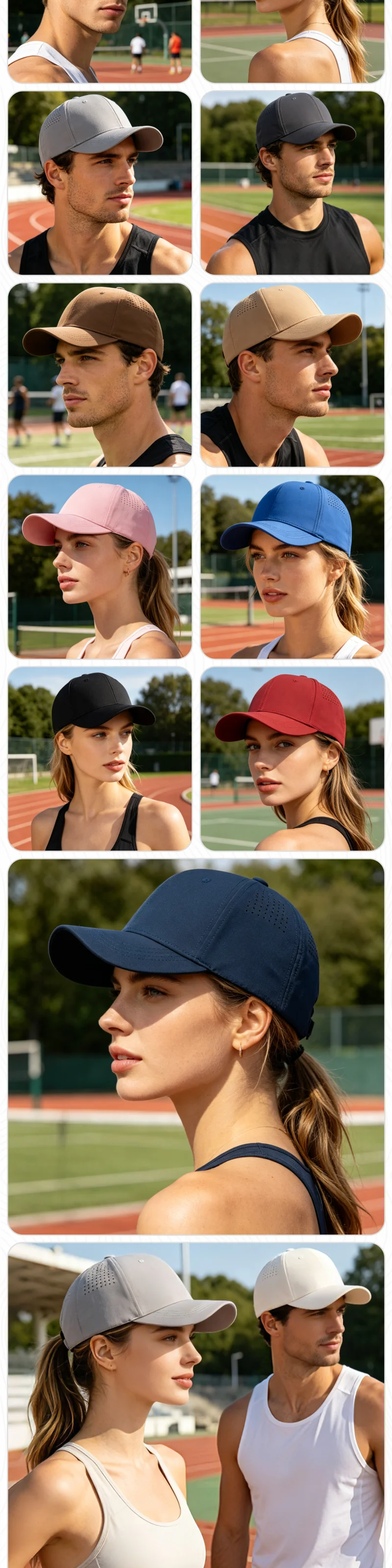 Fitness-Sport-Schnelltrocknende Kappe, wasserdichte Baseballkappe, individuelles Logo-Druckdesign, gestickter Text, Premium-Gym-Kappe für Männer und Frauen. – Detail 2