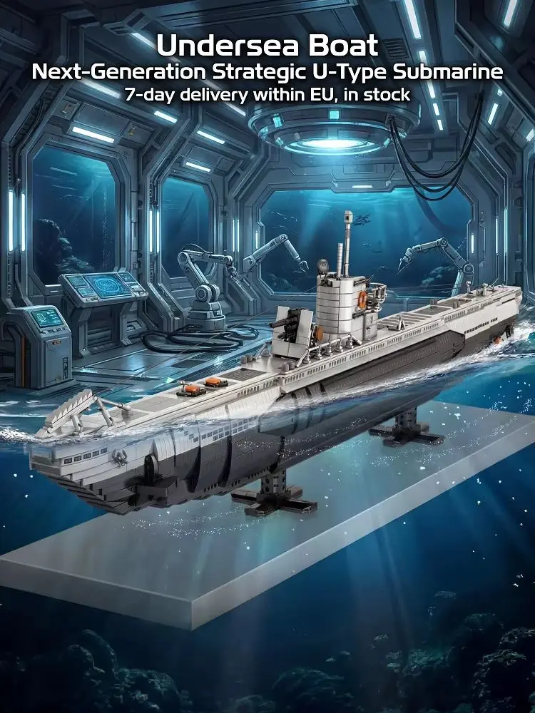 Klemmbausteine Militärisches U-Boot-Bausatz, Deutsches Kriegsschiff, Flugzeugträger-Modellbausatz, Spielzeug für Jungen, Erwachsene und Kinder, Geschenk, 3987 Teile
