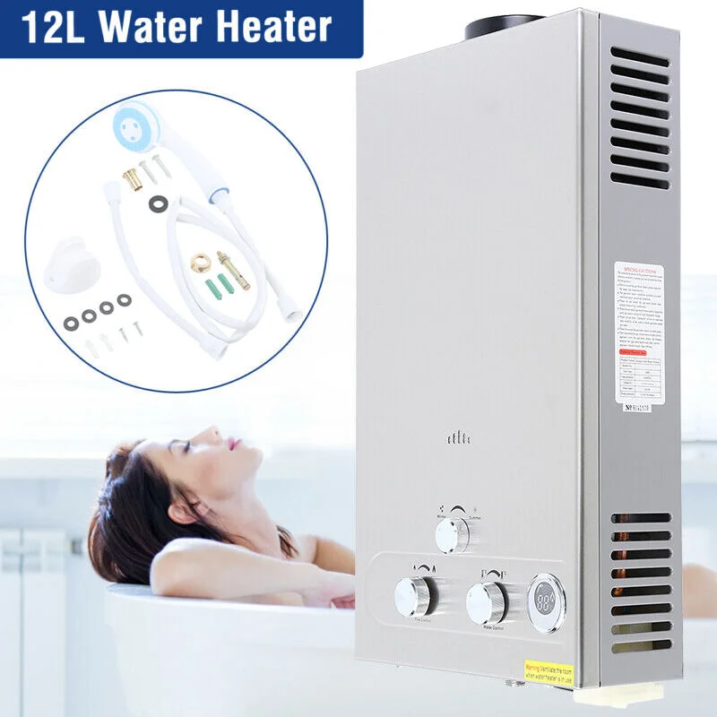 

12L Propane Gas LPG Tankless Hot Water Heater Camping Water Heater Kit With Shower Head Propane Gas Water Heater