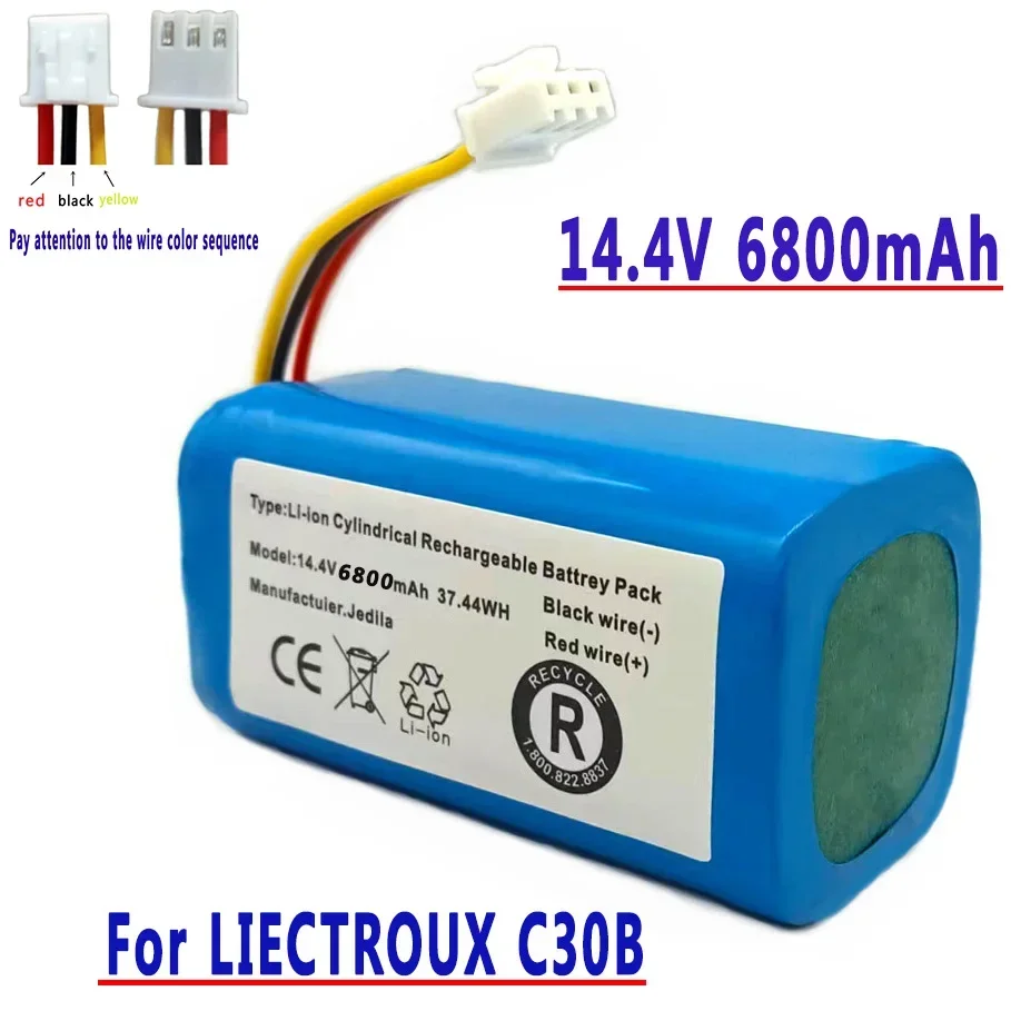 (Per C30B) Batteria originale ad alta capacità per aspirapolvere robot LIECTROUX C30B, 12800 mAh, cella al litio, 1 pz/pacco