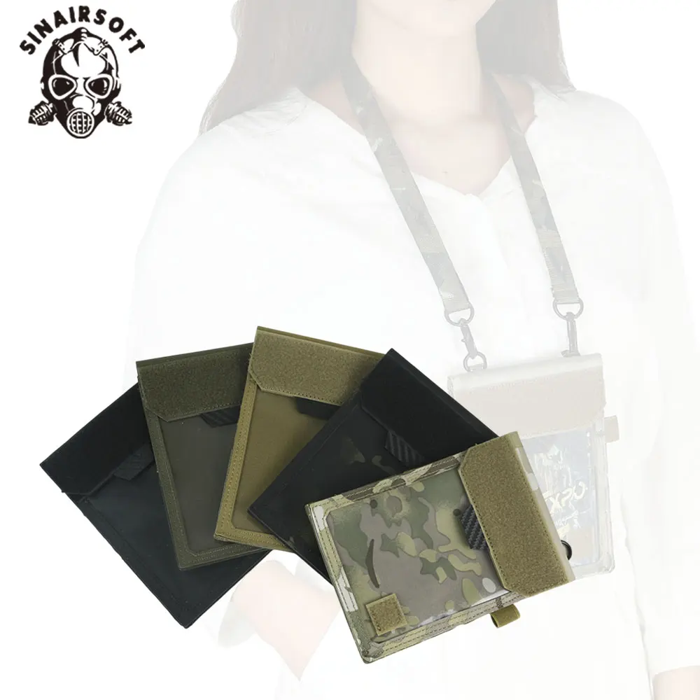 Tactical ID Card Case Patch Neck Lanyard Credit Card Organizer Pouch Adjustable Neck Lanyard Credential Document Storage Pocket