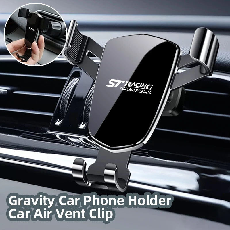 Car Gravity Phone Holder Metal GPS Mount Mobile Support Accessories For Ford ST Line Racing RS S Kuga Fiesta Fusion Mondeo Edge