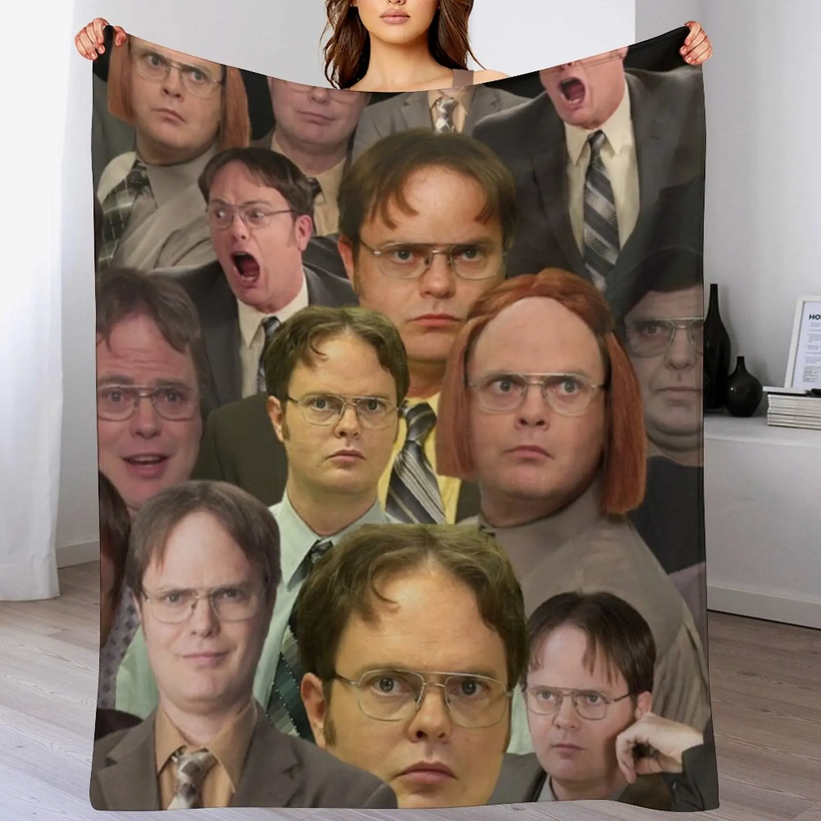 

dwight schrute photo collage Throw Blanket