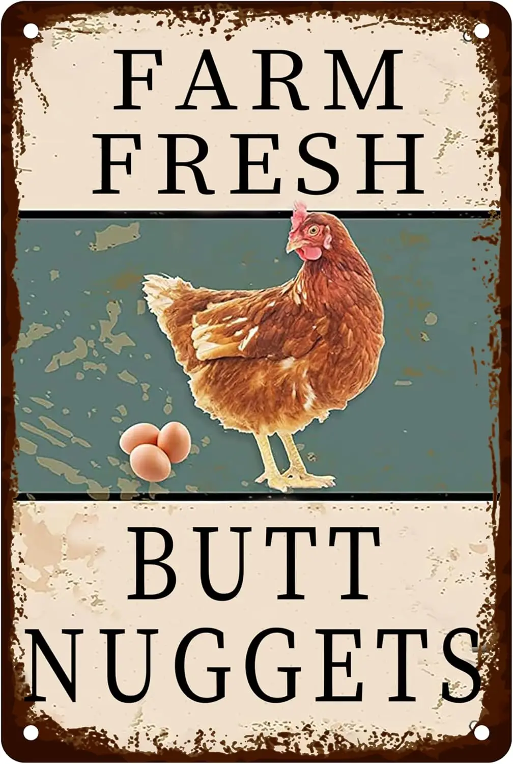 Metal Tin Signs Farm Fresh Butt Nuggets Chicken Sign Vintage Funny Decorations Wall Plaque Farmhouse Home Kitchen Art Wall  sign