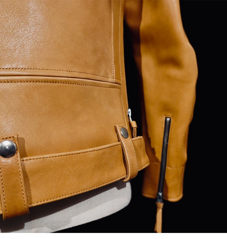 سترة Tailor Brando الأمريكية الكلاسيكية المصبوغة بالماء من جلد الغزلان الكلاسيكي المزدوج Rider J24 للدراجات النارية من الجلد الطبيعي #6