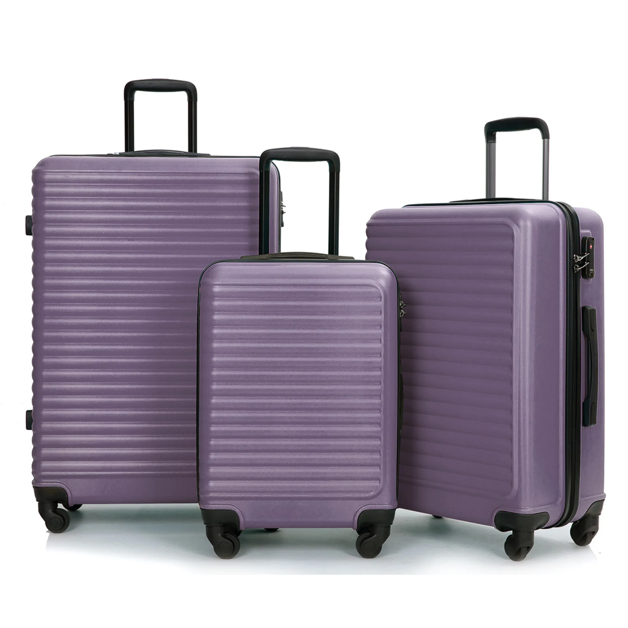 VSOGA Suitcase Set Hardshell Suitcase suitcase hand luggage 4 Rolls ABS Material TSA Custom Lock Dark Purple