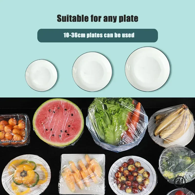 vvocci 100 Pcs  Vegetable Storage Elastic Food Covers Freshness Seal Wraps, Disposable Plastic Bowl Lids for Fruit