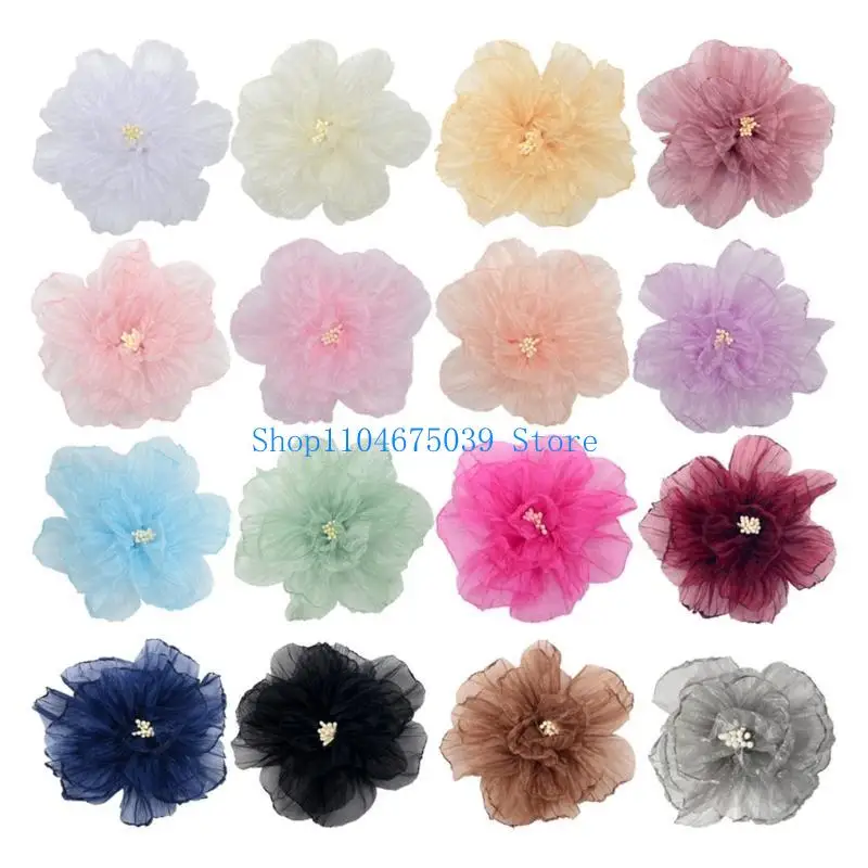 5asd Burning Flower Ribbon Craft Sewing Handmade Gauze Flower Decoration DIY Art