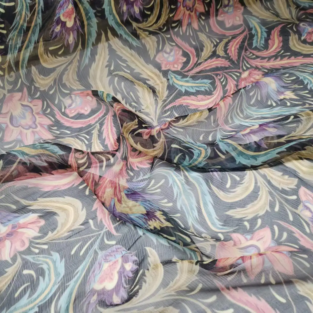 On Sale New Mulberry Silk Georgette Floral Printed Qualified 100% Silk Breathable Fabric