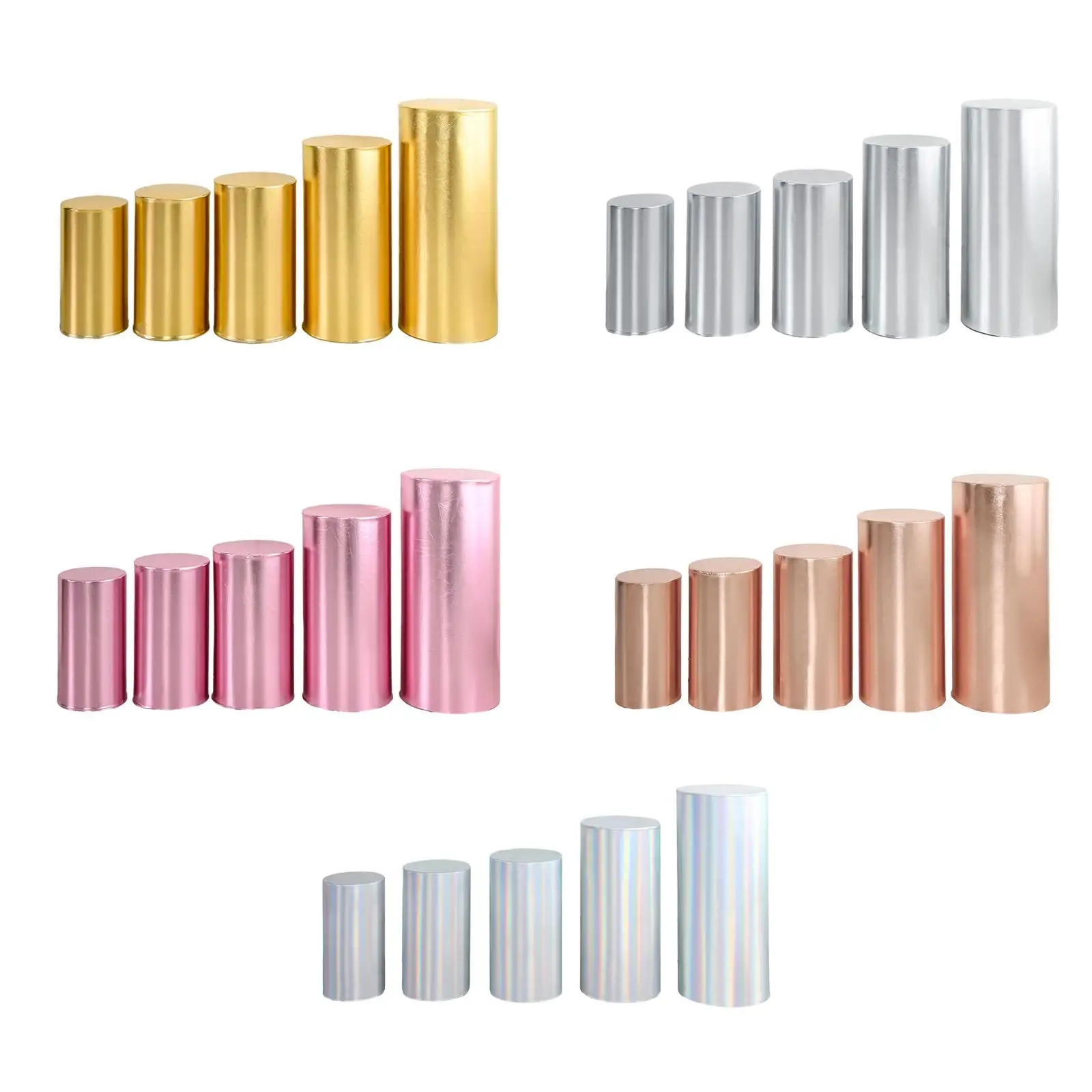 5Pcs Cylinder Plinth Covers Plinth Stand Pillar Covers Elastic Party Supplies Cylinder Pedestal Covers for Wedding Birthday