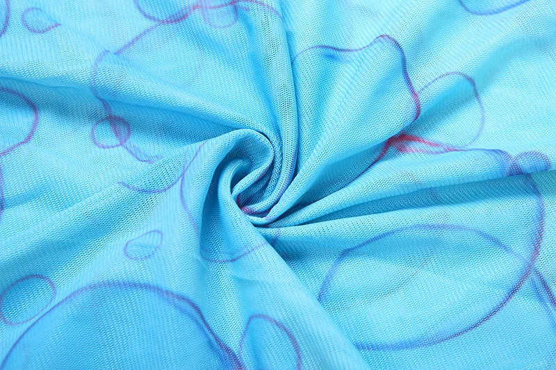 Sukienka maxi syrenka z siateczki z wycięciami i nadrukiem ryb, damska seksowna sukienka bodycon z golfem i długim rękawem na imprezę.