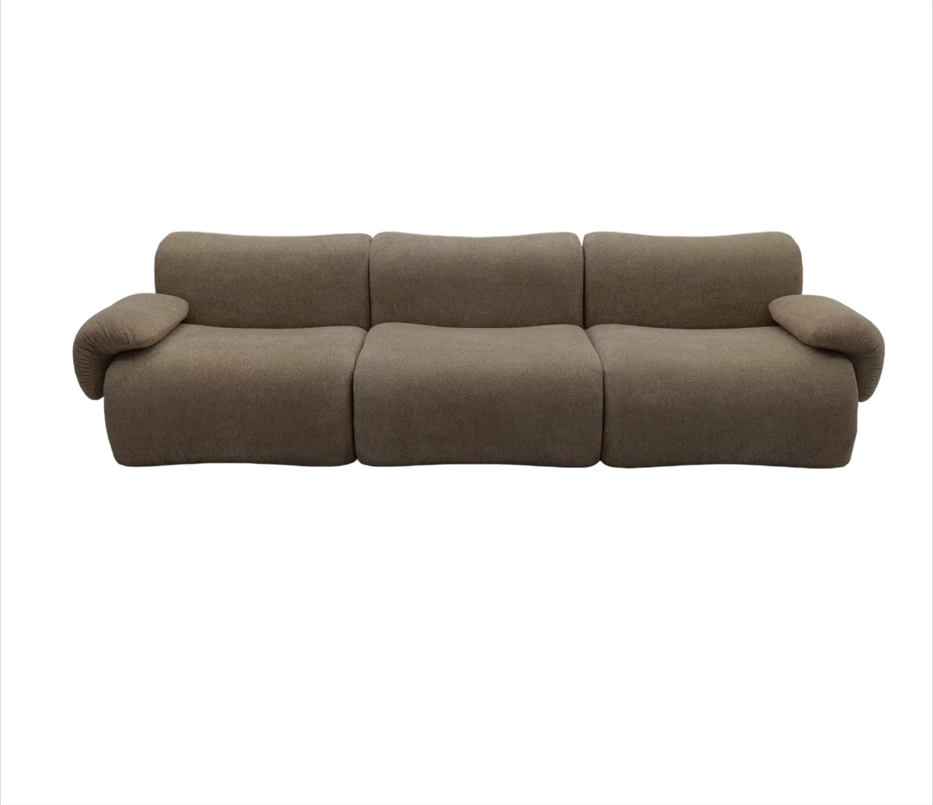 #Modern Boucle Three Seat Living Room Sofa High Density Sponge Cushion Back Curved Arm in a Box 5-Year Warranty for Villa Hotel