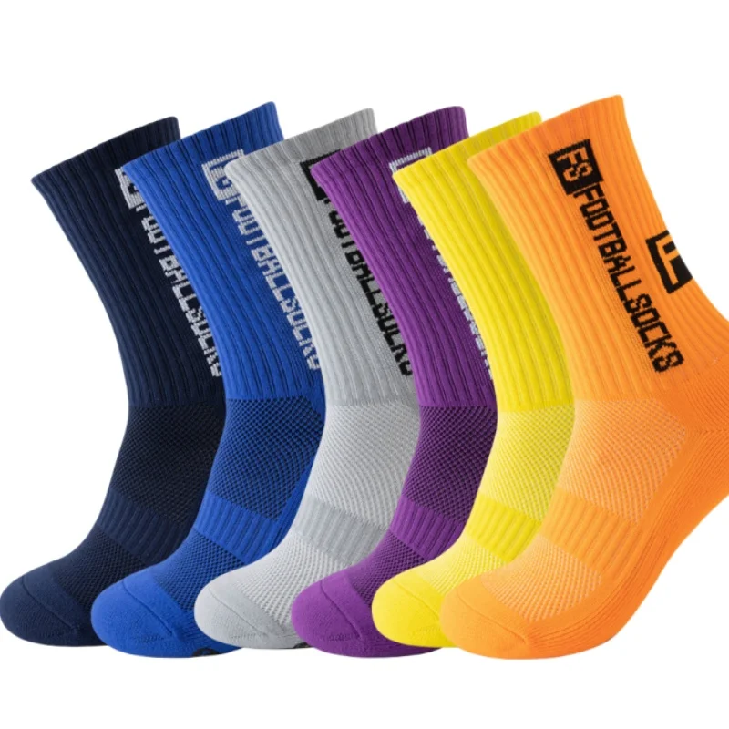 6 Paare/los FS Fußball Socken Neue Stil Runde Silikon Saugnapf Grip Anti Slip Fußball Socken Sport Männer Baseball Rugby socken
