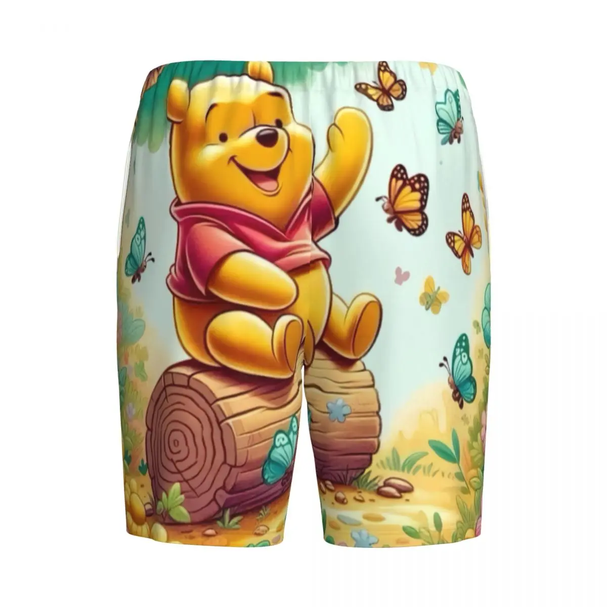 Benutzerdefinierte lustige Cartoon Winnie The Pooh Pyjama Shorts Nachtwäsche für Männer elastischen Bund Schlaf Lounge kurze Pjs mit Taschen