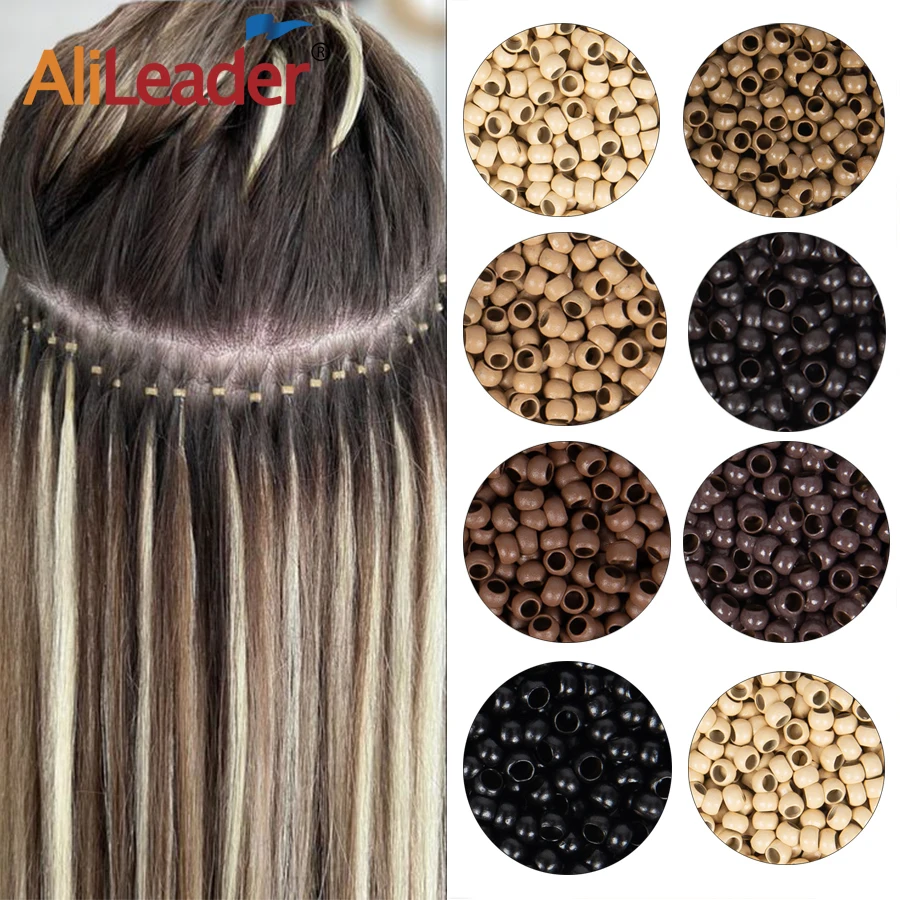 

1000Pcs Hair Extensions Ring Beads Micro Links Beads 2.5*1.5*2Mm Nano Copper Rings/Links/Beads For I Tip Human Hair Extensions