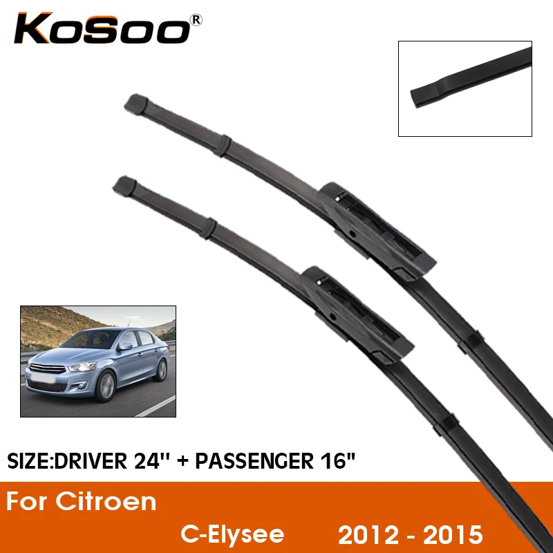 

Щетки стеклоочистителя для Citroen C-Elysee 2012-2015, резиновые силиконовые сменные щетки для лобового стекла, передние, 24+16 дюймов, для лево- и праворульных авто, автоаксессуар