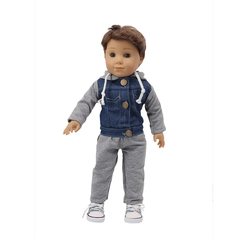 18''boy Poppen Kleding Mode Dagelijks Casual Wear Denim Pak, hoodie Zomer Strand Pak Voor Logan Pop 43Cm Reborn Baby Pop Kleding