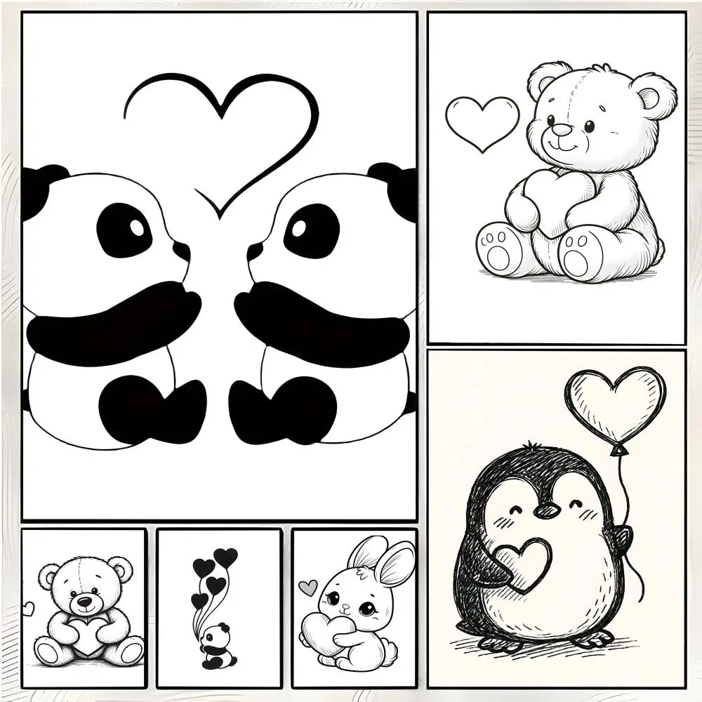 Cute Illustration Cute Love Bear Poster Superior Home Space Pub Indoor Decorative Art & Home Decor