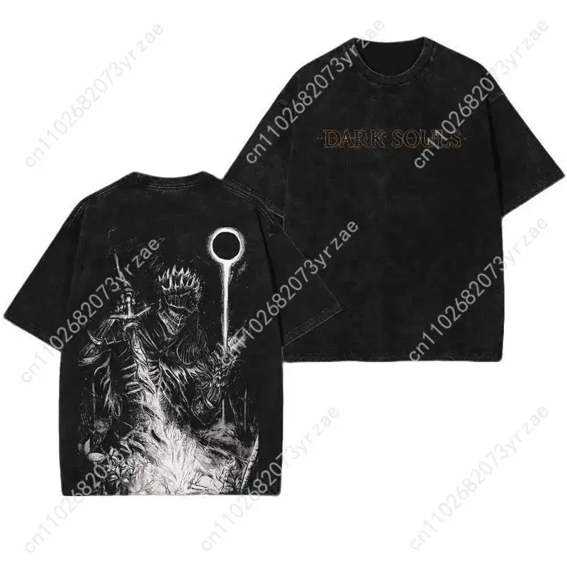 

Ретро футболка Dark Soul для мужчин и женщин, винтажная футболка высокого качества, хлопковая футболка с короткими рукавами, модная футболка, мягкие дышащие топы