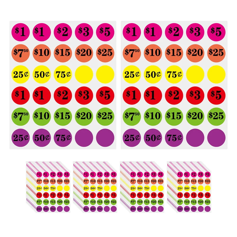 

6 Bags Stickers Price Tag Round Circle Market Pricing Label Goods Business for Containers Bundle Sale