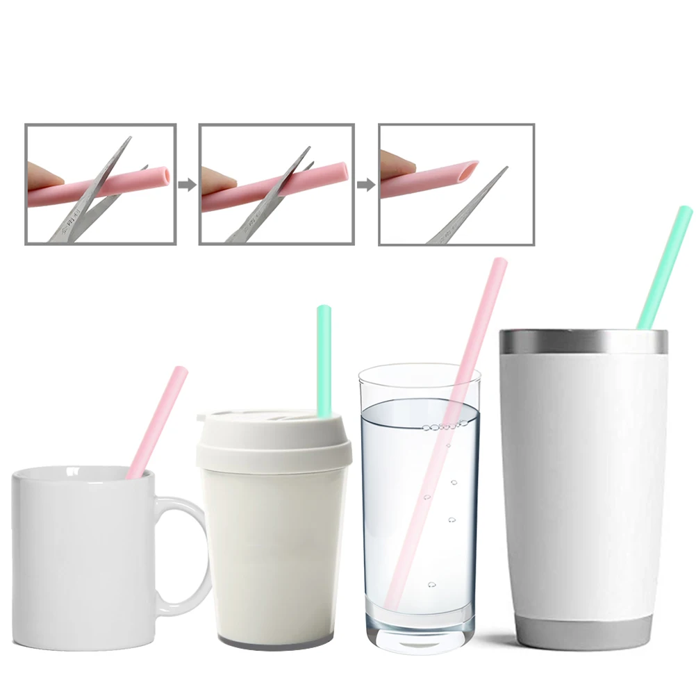 

1Set Silicone Reusable Straw Portable Folding Eco Friendly Drinking Straw for Home Office Beverage Smoothie Juice Tea